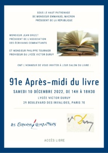 PARIS 10 Decembre 2022 : 91eme Apres Midi du Livre - Association des Ecrivains Combattants PARIS 10 Decembre 2022 : 91eme Apres Midi du Livre - Association des Ecrivains Combattants