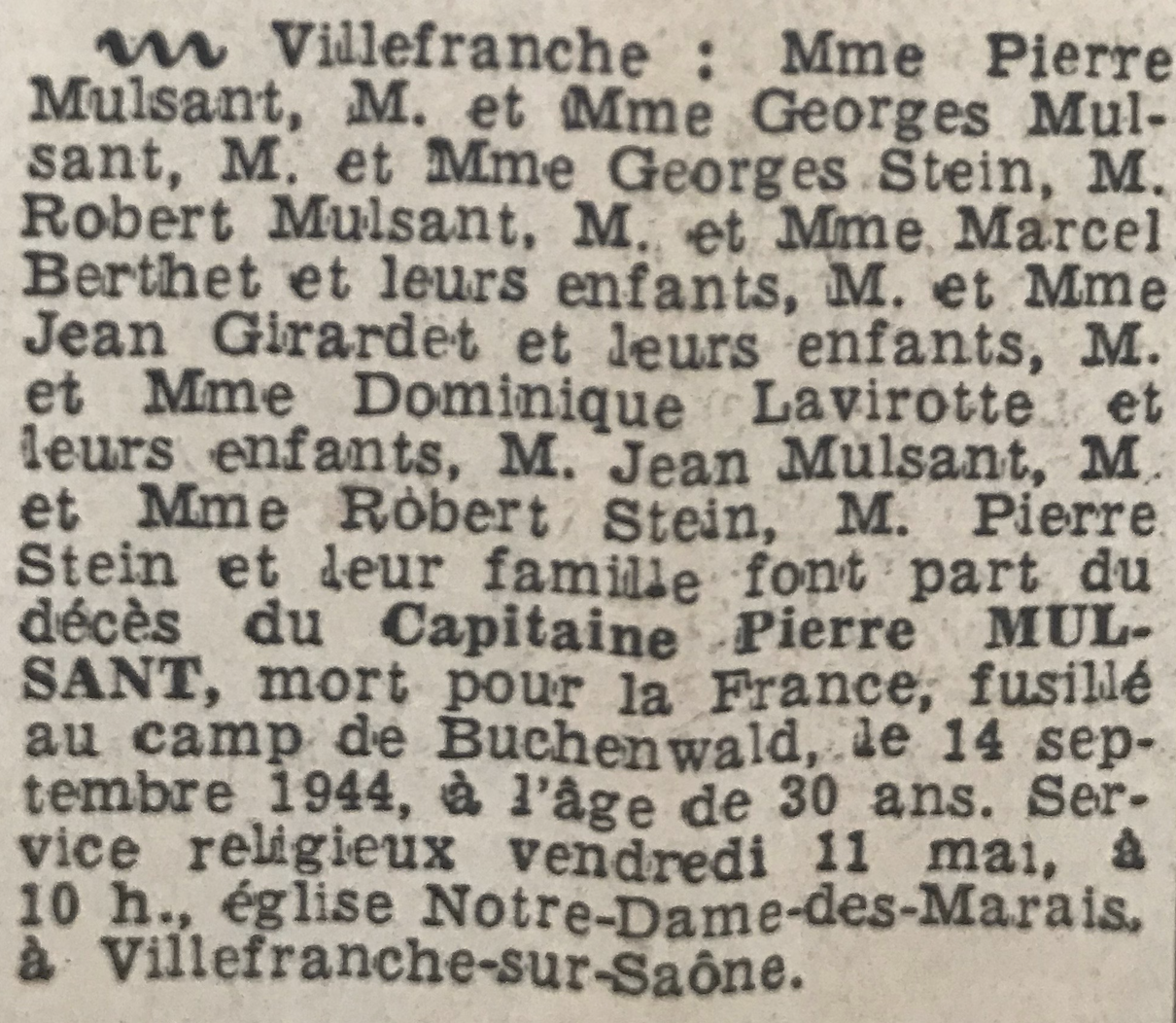 Cne Pierre MULSANT (14/44 30 ans) SOE - Special Opération Excecutive